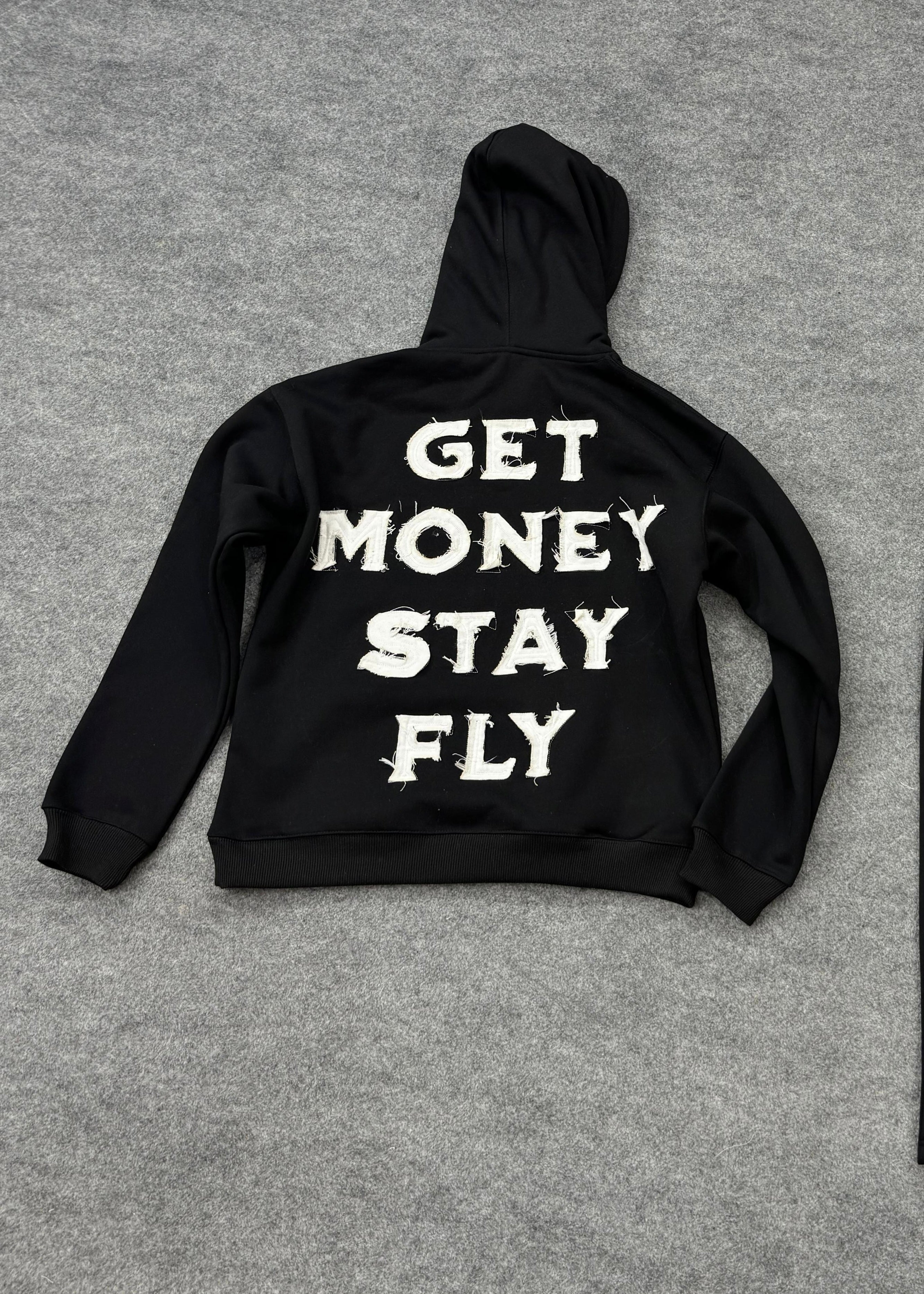 Get Money Stay Fly Piece Collection Hoodie Black White