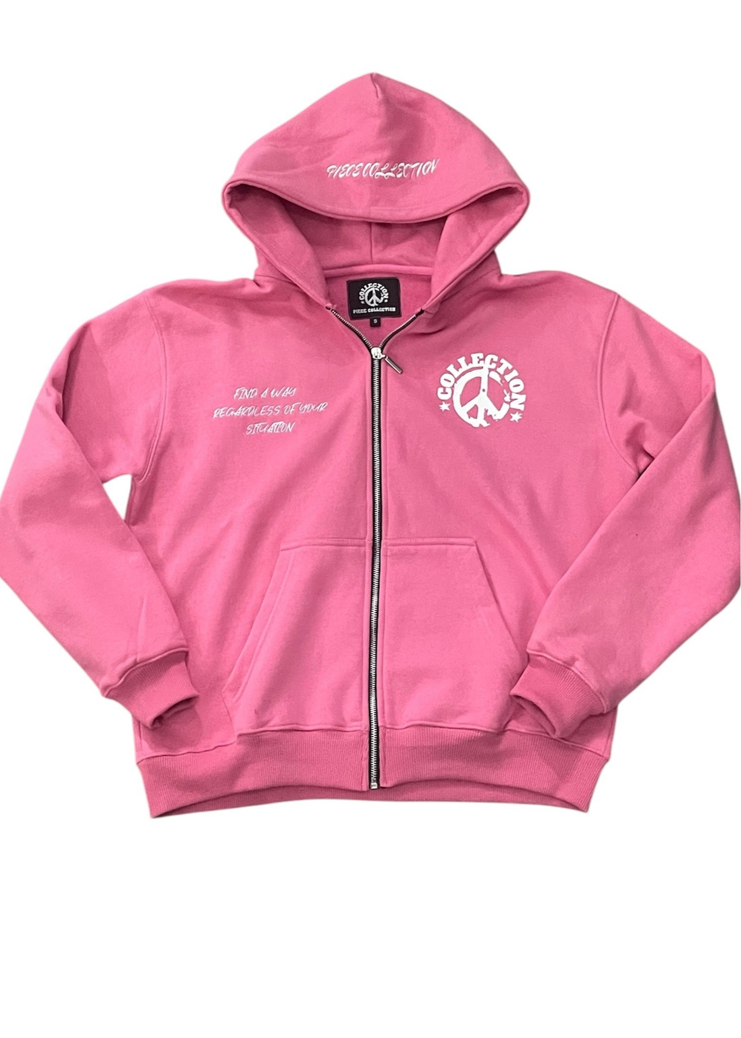 Piece Collection Zip Up Hoodie | Pink / White