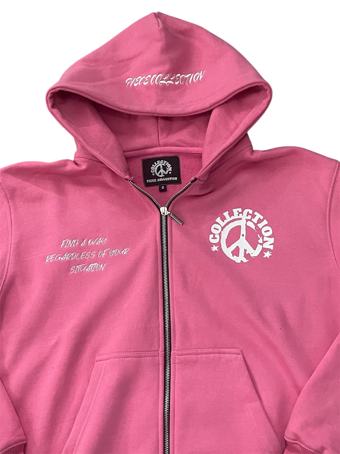 Piece Collection Zip Up Hoodie | Pink / White